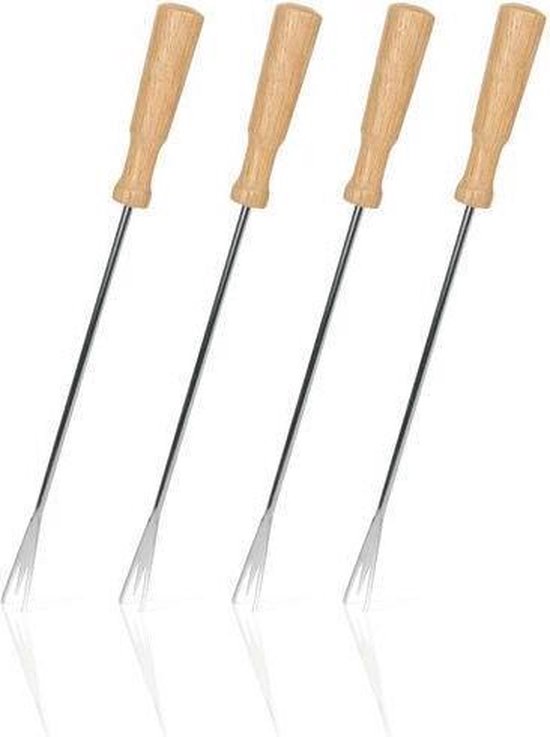 Boska Fonduevorken Oslo - Set van 4 Vorkjes - met Extra Grip - Zilver/Bruin