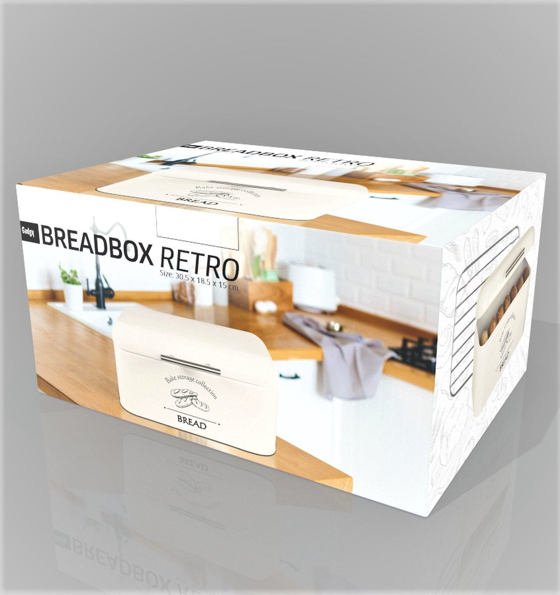 Gadgy Broodtrommel - Met Klepdeksel en Kruimelrek - Brooddoos - Off White - Metaal - Brood Bewaardoos