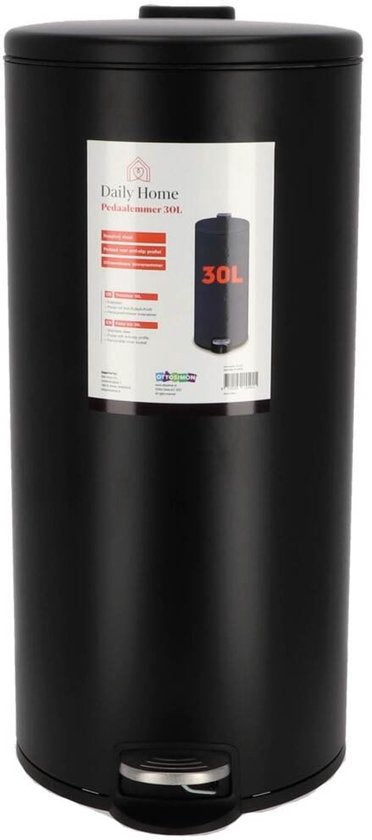 Daily Home pedaalemmer 30 liter zwart - prullenbak keuken