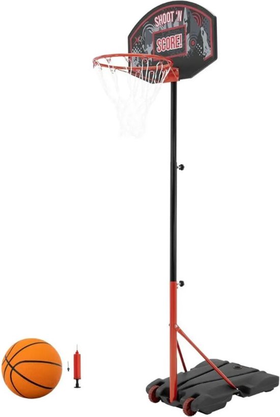 XQ Max Basketbalset - Basketbalstandaard - Verstelbaar van 1.38 m tot 2.5 m - Zwart/Oranje