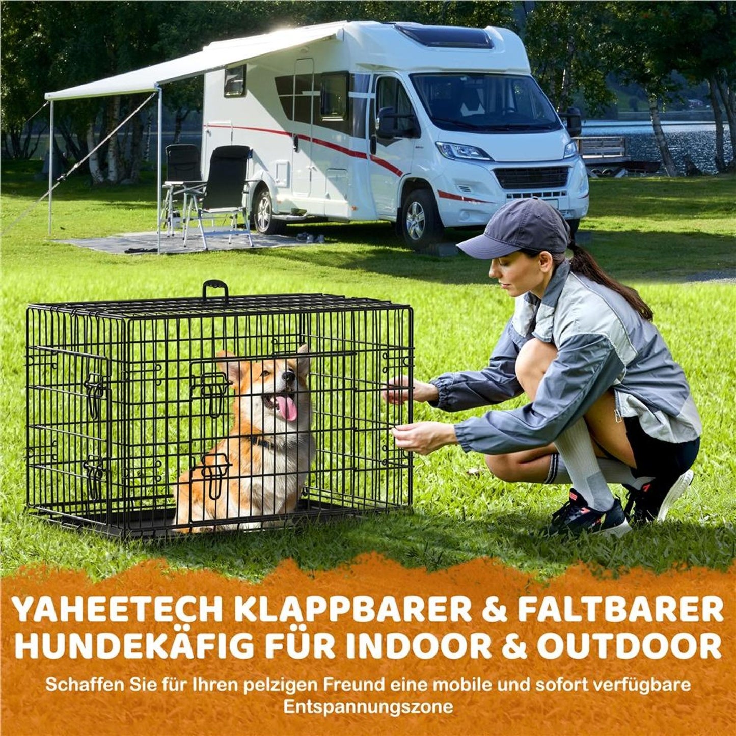 Yaheetech Opvouwbare Hondenbench 90 x 56 x 63 cm - Zwart - Met Trennwand, Bodemlade en 2 Deuren