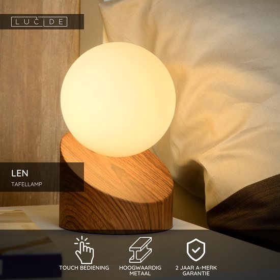 Lucide LEN - Tafellamp - Ø 10 cm - 1xG9 - Donkere Houtlook - Japandi