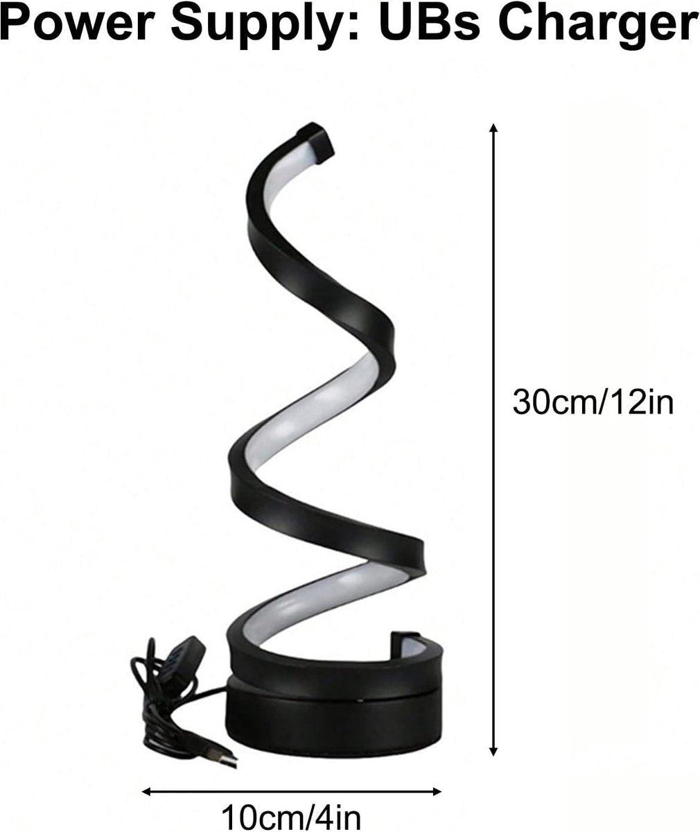 NEXXT – LED Tafellamp Spiraal – USB-Aangedreven – Dimbaar – 3 Lichtkleuren – Minimalistisch Design – Nachtkastje / Bureau – Zwart