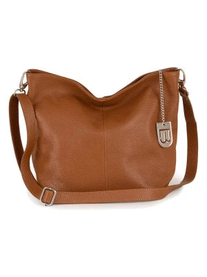 Lucca Baldi Trapani Handtas – Leer met Verstelbare Schouderband – 33 x 25 x 14 cm – Karamel