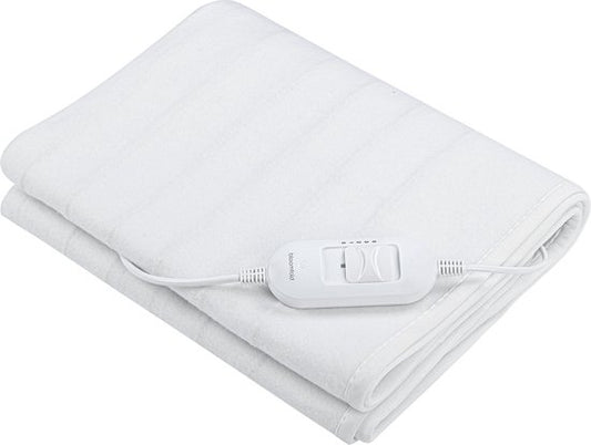 Bloomfold Elektrische Onderdeken - 150 x 80 cm - Wasmachinebestendig - 1 Persoons - 3 Standen - Warmtedeken - Wit/polyester