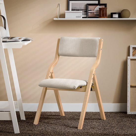 SoBuy Set van 2 Klapstoel, Bureaustoel met Gestoffeerd Zitkussen, Eetkamerstoel, Lichtgrijs, 49x80x54cm, FST40-HGx2 - voor Eetkamer, Keuken, Woonkamer of Thuiswerkplek