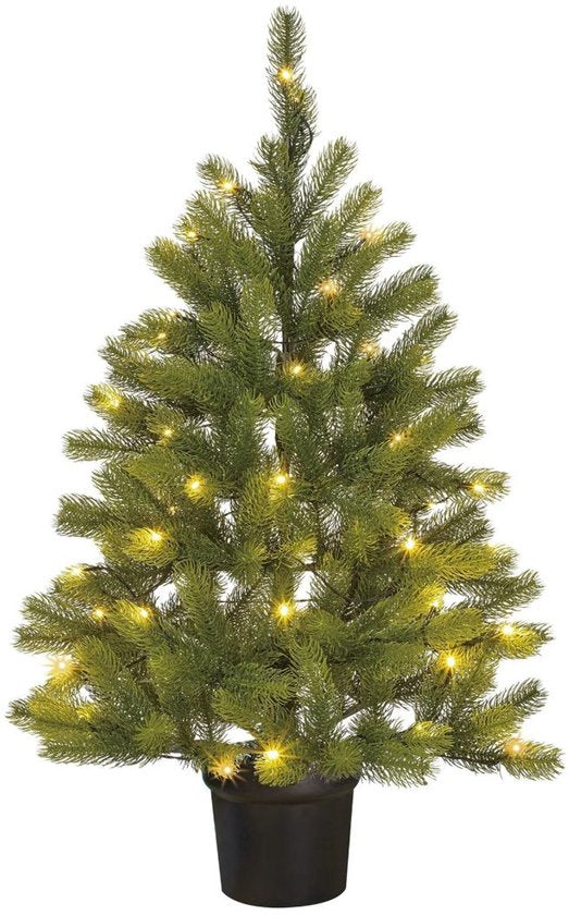 Black Box Trees Nagoya Kunstkerstboom met Verlichting - Kunstboom H90 x D42 cm - Kunst Kerstboom in Kunststof Pot - Kerstdecoratie voor Binnen - met Batterij en Timer - 175 Tips - Groen