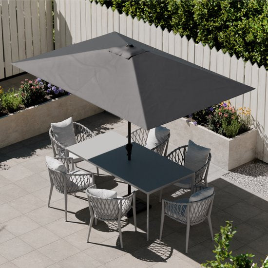 LifeGoods Parasol - Tuin - 200x300cm - 30° Kantelbaar - Waterdicht - UPF50+ - Donkergrijs