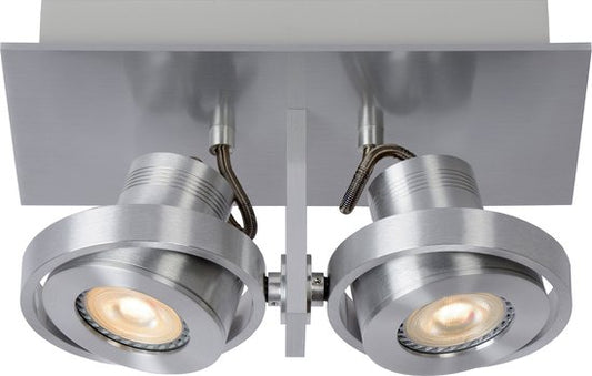 Lucide LANDA Plafondspot - LED Dim to warm - GU10 - 2x5W 3000K/2200K - Mat chroom