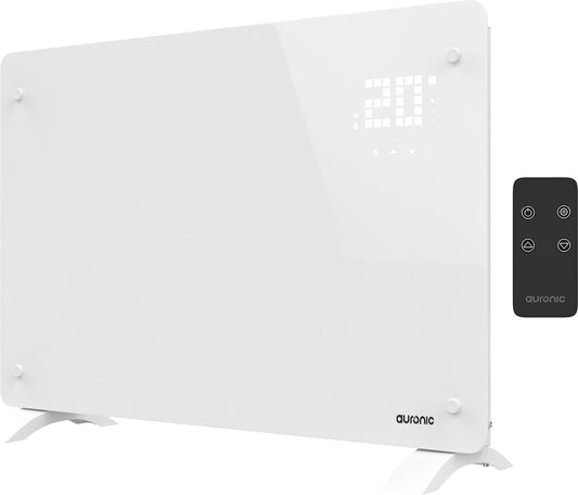 Auronic Elektrische Kachel Convectorkachel met Thermostaat en Afstandsbediening - Paneelverwarming -tot 22 m2 - 2000W Heater - Wit