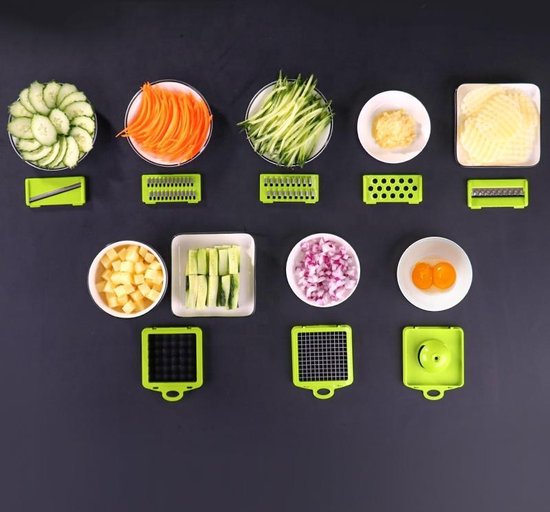 Groentesnijder - Slicer dicer - Groentehakker - Mandoline - groentesnijder - Incl. 7 mesjes - incl Schilmes - kaasrasp - incl eierscheider - allessnijder-