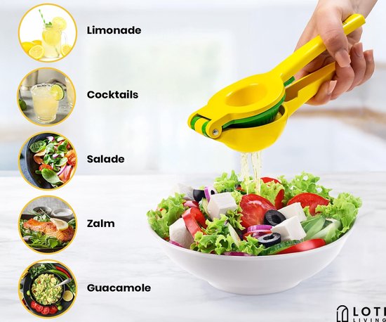 Loti Living Citruspers - Limoenpers - Handmatige Citroenpers - Lemon squeezer - Geel/Groen