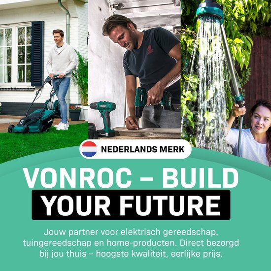 VONROC Hakselaar/Shredder 2500W – Voor takken tot Ø45mm – Incl. 45L opvangzak & duwstok