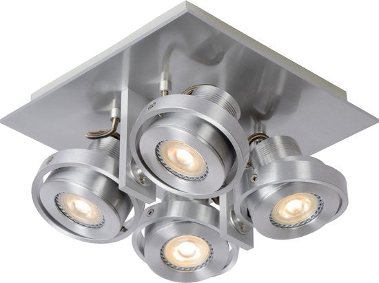Lucide LANDA Plafondspot - LED Dim naar warm - GU10 - 4x5W 3000K/2200K - Mat chroom