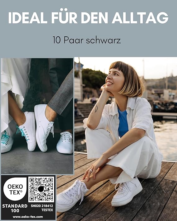 Heldenwerk 10 paar enkelsokken voor dames en heren - Onzichtbare sneakersokken, ademend en comfortabel - Maat 43-46