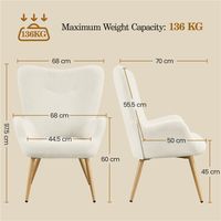 Yaheetech Loungestoel Corduroy Fauteuil met Hoge Rugleuning 68 × 70 × 97,5 cm Beige