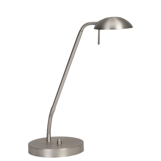 Stalen tafellamp Biron 1 lichts 7502ST met draaibare en kantelbare arm, 17 cm voetplaat, 185 cm snoer, klassiek design, Mexlite