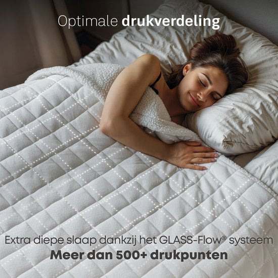CozySense® Verzwaringsdeken 9 kg - Weighted Blanket - Zwaartedeken - GLASS-Flow® Drukverdeling - 135x200 - Flanelfluweel & Sherpa - Hypoallergeen - Wit