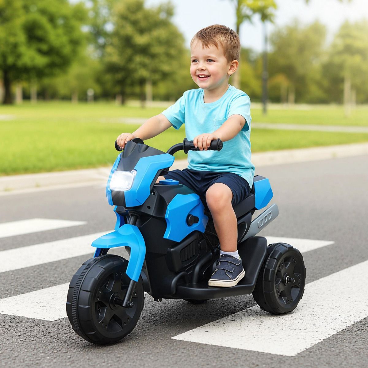 Coast Kindermotorfiets Elektrisch 6V - 69,5 x 32 x 47,5 cm - Marineblauw