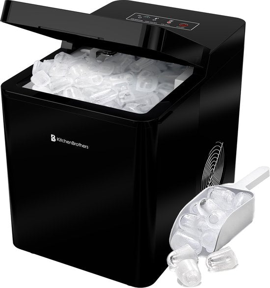 KitchenBrothers Ijsblokjesmachine - 2.1L - 15kg/24 uur - Draagbaar - Zelfreinigingsfunctie - Zwart