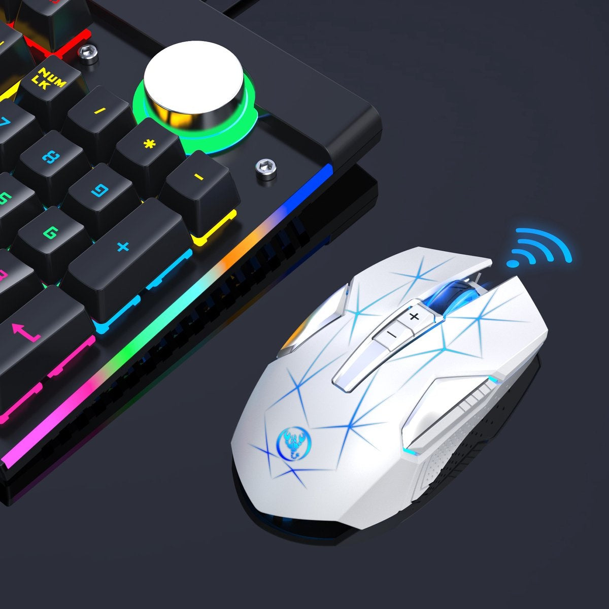 HXSJ T300 2.4G Draadloze Gaming Muis - Computermuizen - Ultra licht - Compact Voor Onderweg - RGB Verlichting - Wit