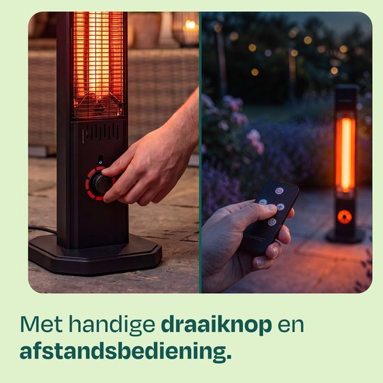 VONROC Staande Terrasverwarmer Lipari 2000W – Patio heater - Carbon infrarood verwarmingselement - Incl. afstandsbediening
