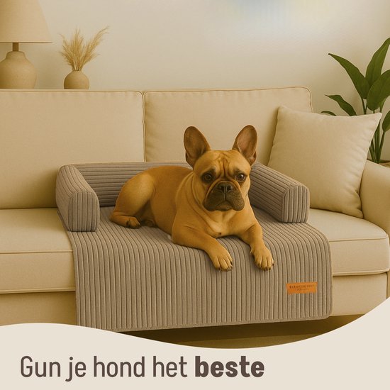 By Cee Cee Origineel Hondendeken Bank – Hondenkleed Bank - Hondenmand - Premium - Volledig Afritsbaar - Ribstof - Bruin - 90x90 - Maat M