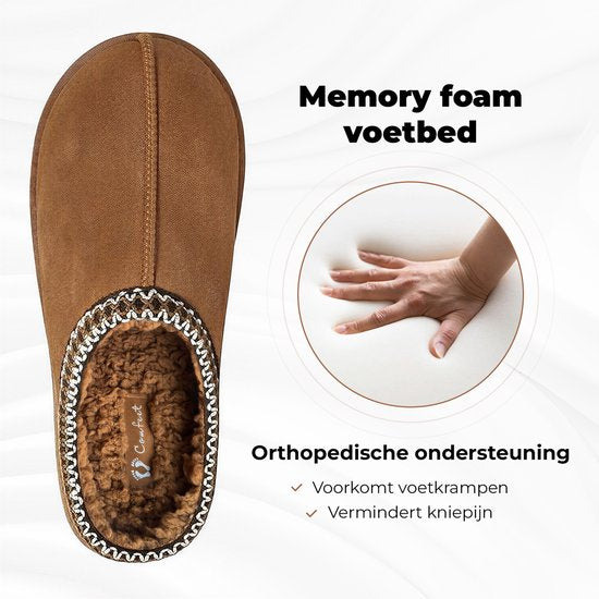 Pantoffels Dames - Sloffen - Maat 42/43 - Chestnut - Anti-slip - Comfeet