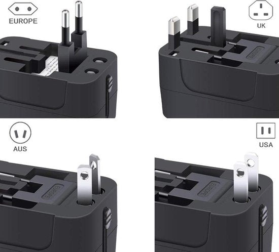 Northwall Universele Wereldstekker met 2 Fast Charge USB Poorten - Internationale Reisstekker voor 150+ Landen - Engeland, Amerika, Zuid Afrika, USA, Italië, Uk, Australië, India, ...