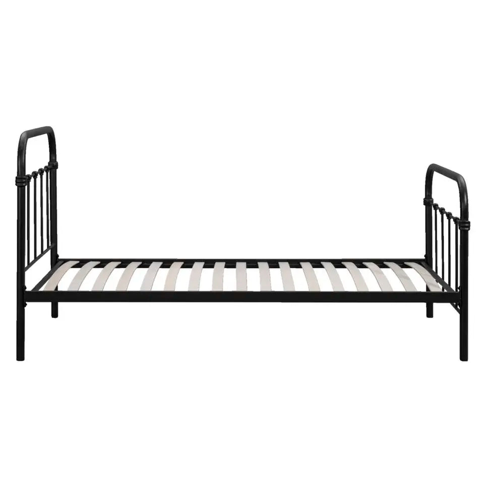 Leen Bakker Bed Anne 90 x 200 cm - Metaal - Inclusief Lattenbodem - Mat Antraciet