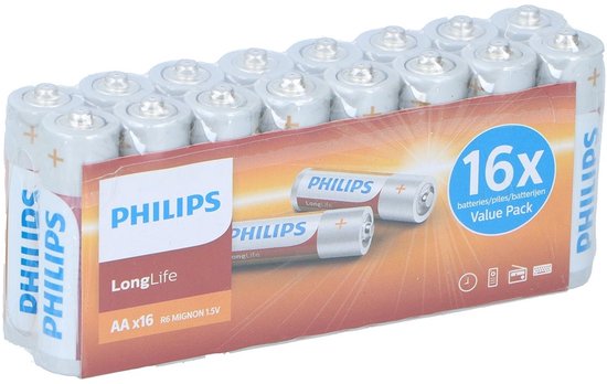 Philips Longlife Batterijen - AA - 16 stuks