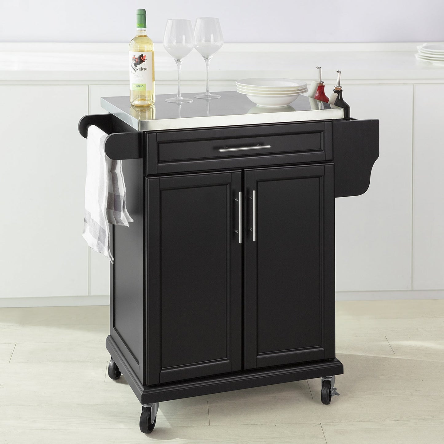 SoBuy Keukenwagen met werkblad - Met lade en 2 deuren - Max. 50KG - 83 x 46 x 90 cm - Zwart