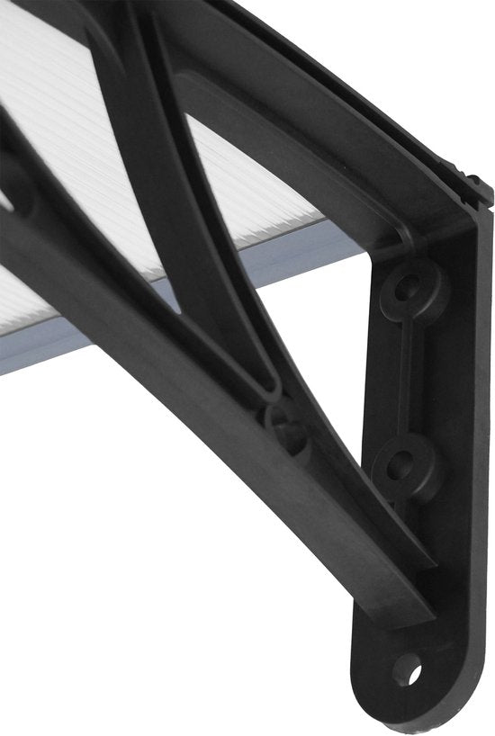 AXI Lux Deur- en Verandaluifel Zwart – 128 x 75 x 24 cm – Transparant Polycarbonaat – Aluminium Frame – UV-bescherming – Inclusief Montagemateriaal