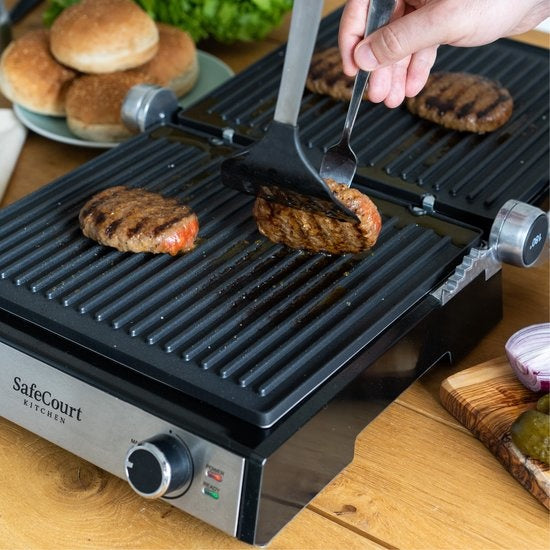 Safecourt Kitchen - 3-in-1 contactgrill - Broodrooster - Verwijderbare platen - 180 °C grill -  RVS