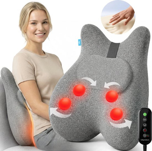 Lifeproducts Massagekussen met Memory Foam - Nekmassage Apparaat - Rug Massageapparaat - Massage voor Nek en Rug - Shiatsu Nek Massage Apparaat met Warmtefunctie