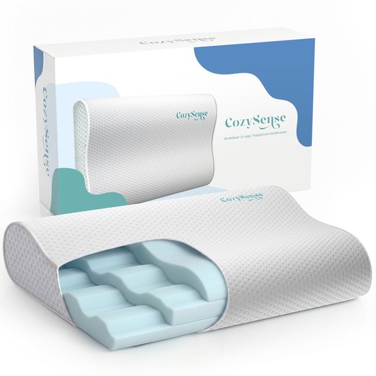 CozySense® Ergonomisch Hoofdkussen - Verstelbaar Memory Foam Pillow - Traagschuim Slaapkussen - Zij- Rug & Buikslaper - 3-Lagensysteem - Orthopedisch - Bamboe Hoes