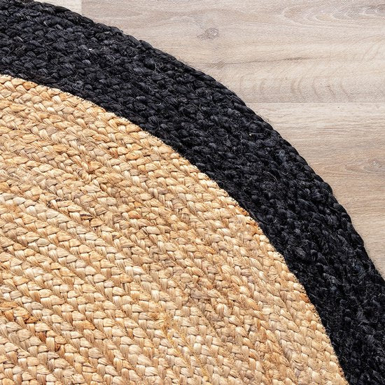 NATURL. Jute vloerkleed - Fair Rond Naturel/Zwart - Ø 120cm