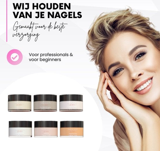 Moods Gellac - Dipping Powder Starters Kit - The Nude - 6 Kleuren - Acryl Nagels Starterspakket - Dip Nagels