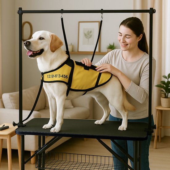 Animali Trimtafel - Trimtafel voor honden/katten - Hondentrimtafel - Inklapbaar - Aanlijnoptie - Opbergmand - 80KG draagvermogen - Zwart
