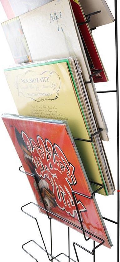 VDD Vinyl Wish - platen opbergrek -  10x35x92cm - Kleur: zwart