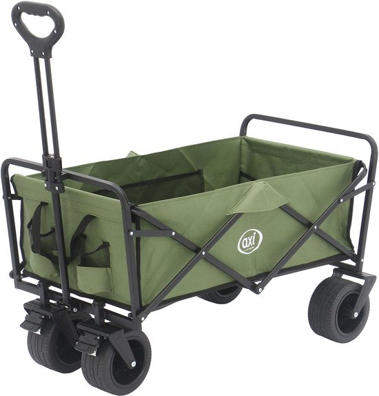 AXI AB131 Opvouwbare Bolderwagen – Groen – Met Trekstang, Remmen en Hoes – 100 kg Draagvermogen – Eenvoudig mee te nemen - Metaal