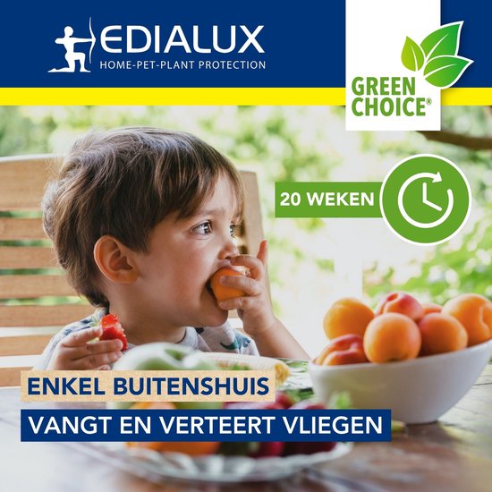 Edialux Vliegenval navulling met wateroplosbare lokstof, natuurlijke vliegenlokker, milieuvriendelijke insectenval navulling voor buitengebruik, herbruikbare navulling voor tuin, stal en terras, tot 20 weken bescherming