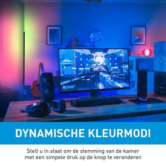 Grundig LED Staande Lamp - Vloerlamp 140cm - Dimbaar RGBW en Wit Licht - Incl. Afstandsbediening en Muziek Sensor