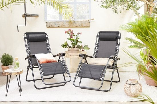 Comfortable Ligstoelen - 2 Stuks - Zwart - Tuin