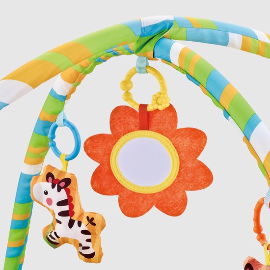 FUEGOBIRD - Baby Play Mat - Colorful Zoo - Deluxe Gym - Color Interaction and Grasping toys - Beautiful sound - Developmental play for babies from 2 months+ - Round