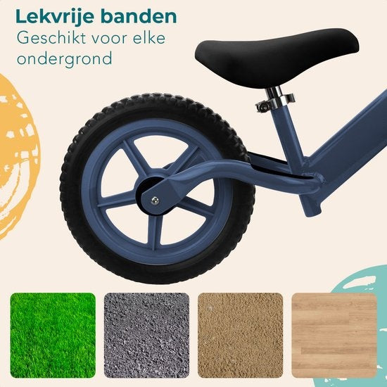 LifeGoods KiddyCruiser Loopfiets - 2 jaar - Jongens en Meisjes - Balance Bike - Marineblauw