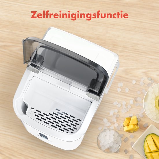 KitchenBrothers Nugget IJsblokjesmachine - 1.1L - Crushed Ice Maker met IJsschep – Draagbaar - 15kg/24 uur - Wit