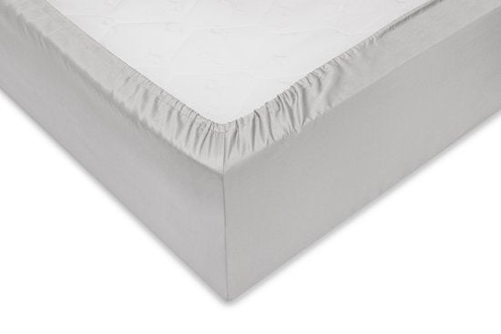 Zohome Hoeslaken Satinado - Onderlaken 1 persoons - 90x200 - 100% Katoen-Satijn - Grijs