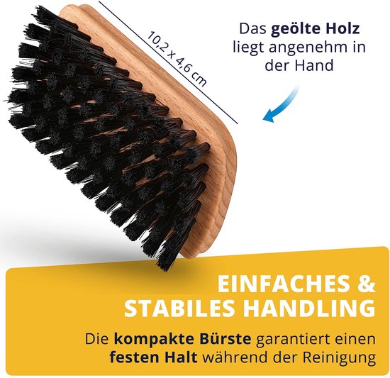 LICARGO® Autotextiel- en lederborstel - Gemaakt in Duitsland - voor zachte droge en natte reiniging van textiel en leer in de auto - Bekledingsborstel voor auto-interieurverzorging, textielborstel auto