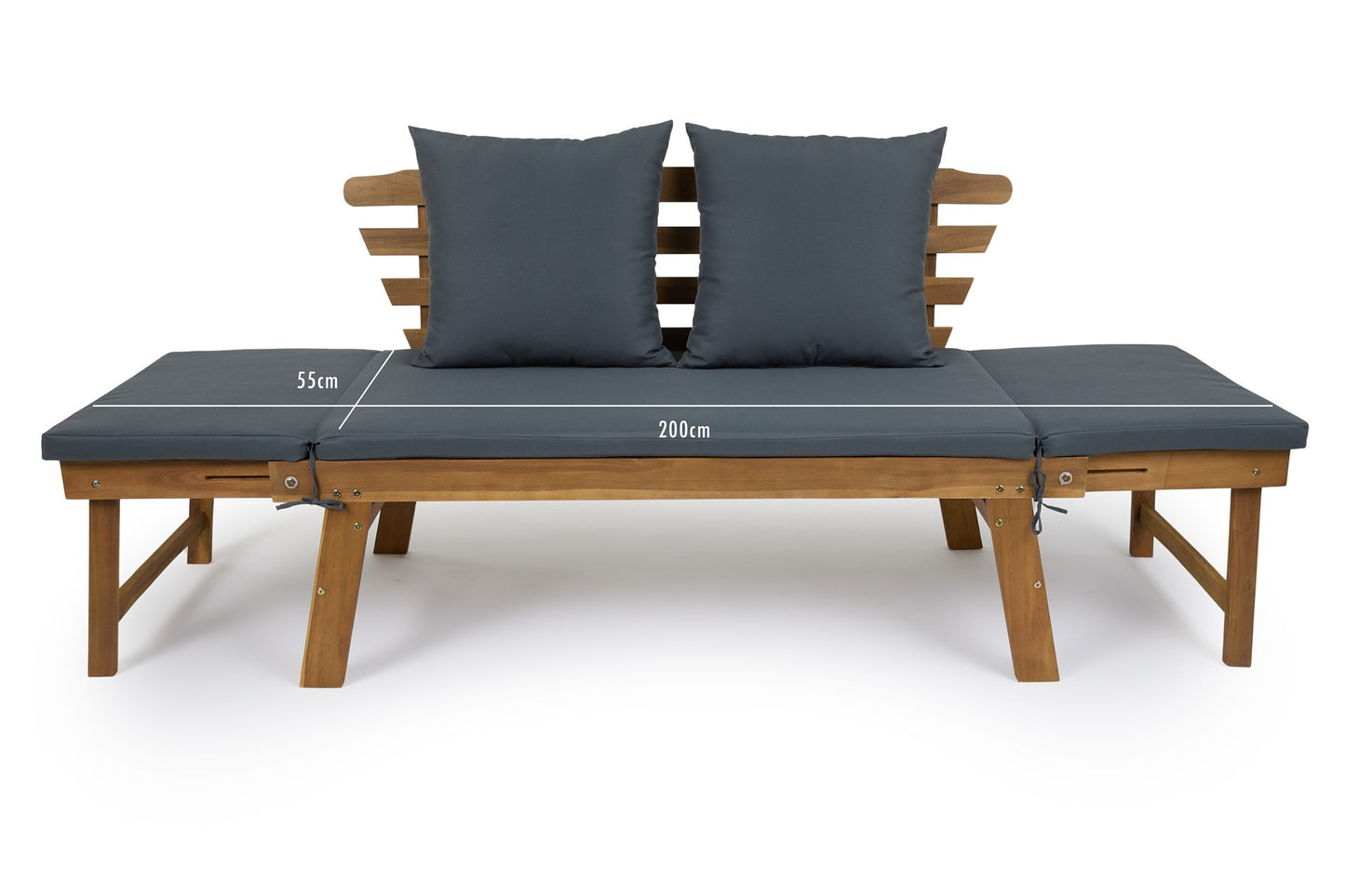 Lifa Garden Tuinbank met Ligfunctie - Incl kussens - 2-Persoons - Max. 220 kg - 130 x 68 x 78 cm - Antraciet